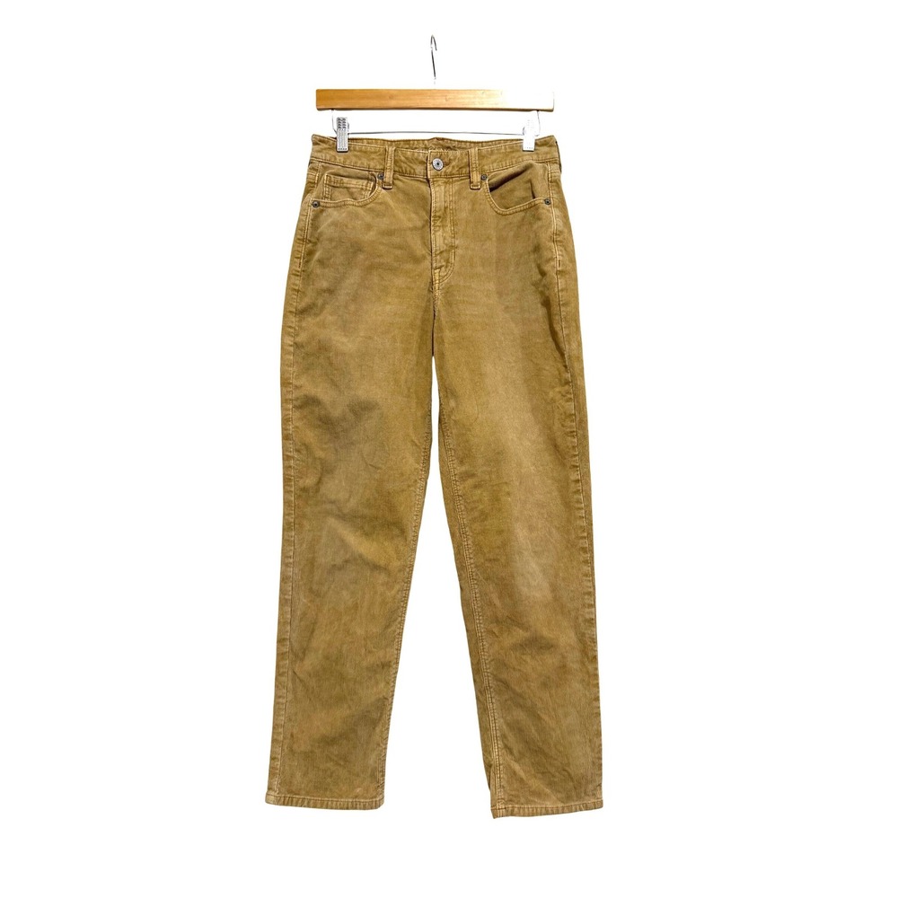 American Eagle Mom Straight Jean Tan Corduroy High Waisted Pants Womens Size 6 R